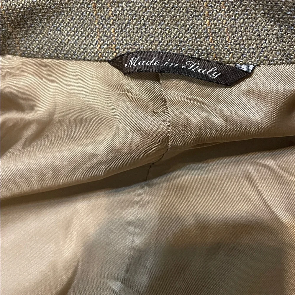 Men's Canali Sport Coat 44R Tan Glen Plaid Wool Blazer Suit Jacket